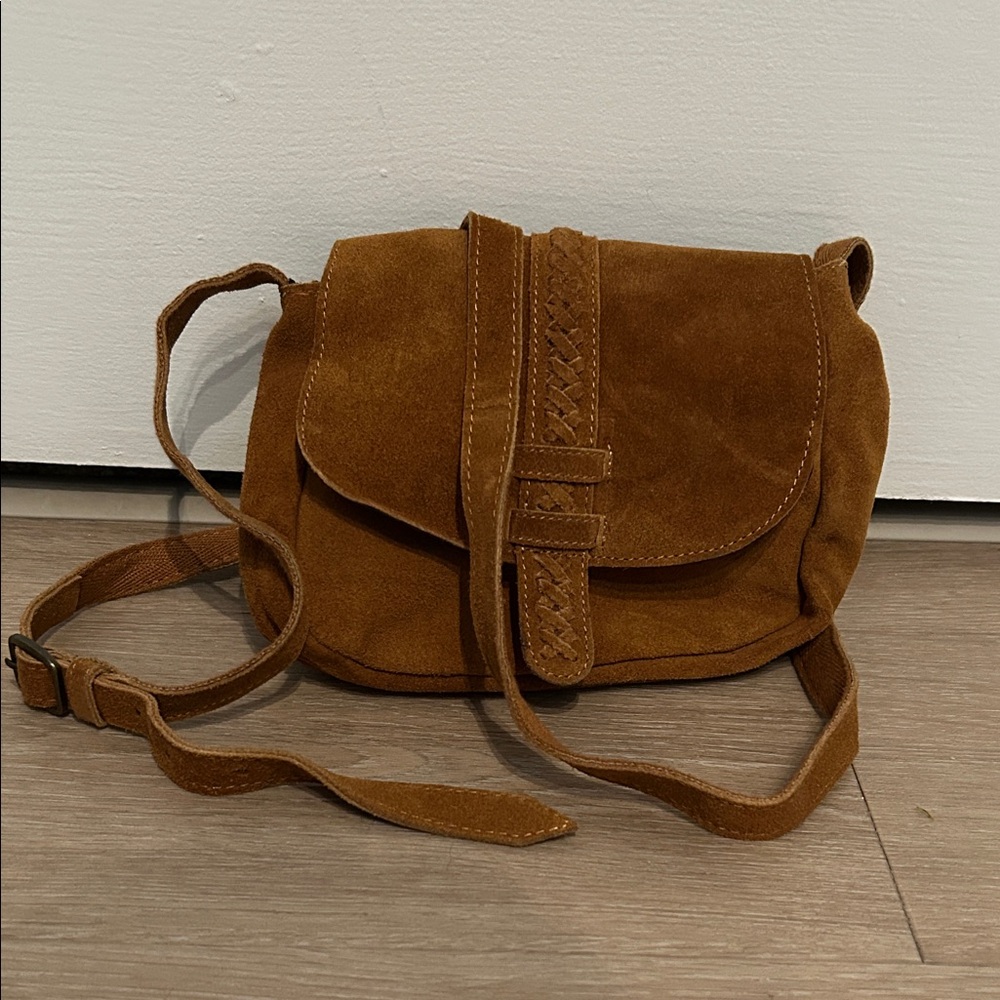 Brown Suede Crossbody Bag